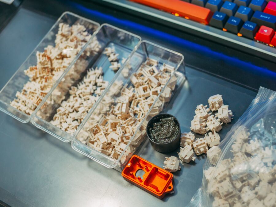 Switches de teclado mecânico expostos, essenciais para entender como escolher teclado e mouse